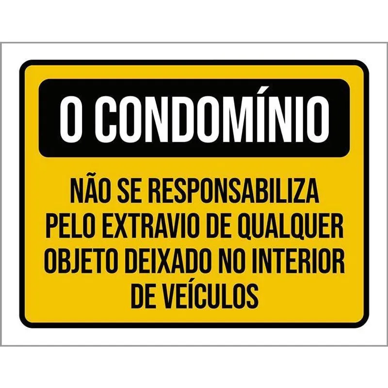 Placa Condomínio Não Responsabiliza Extravio Objetos 18X23