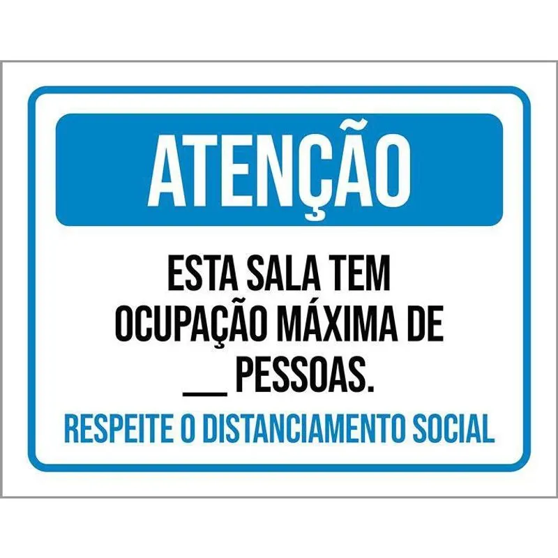 Placa Distanciamento Social Esta Sala Ocupação Máxima 18X23