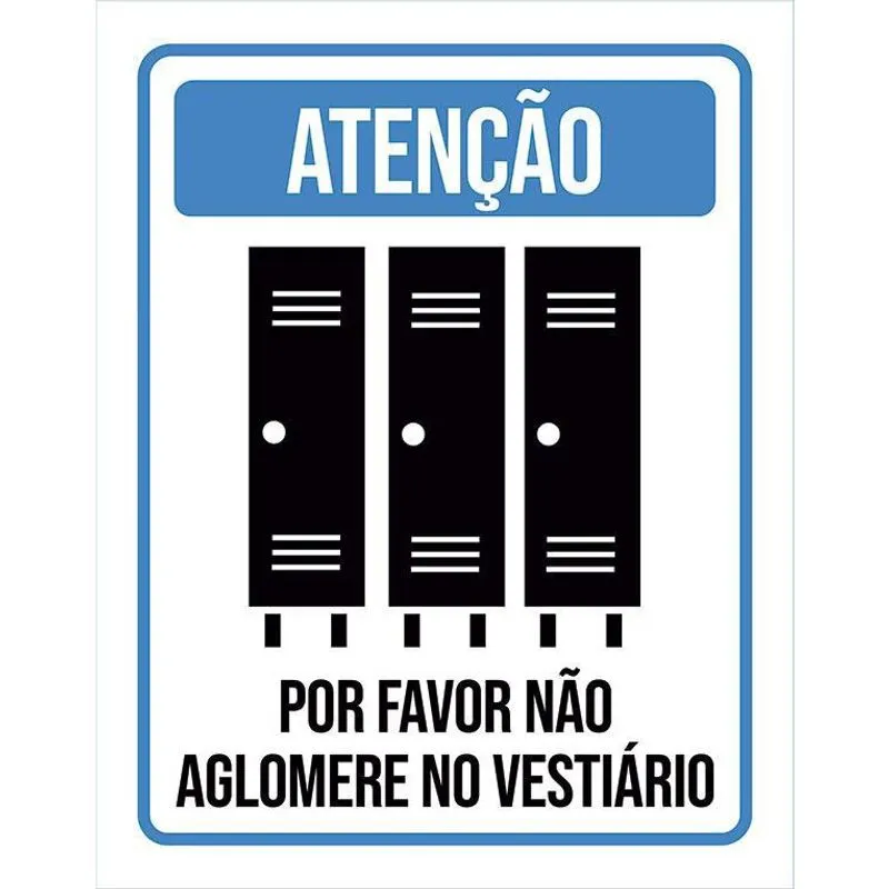 Placa Distanciamento Social Não Aglomere Vestiário 18X23