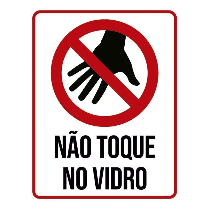 Placa Distanciamento Social Não Toque Vidro 18X23