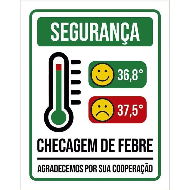 Placa Segurança Checagem De Febre 18X23