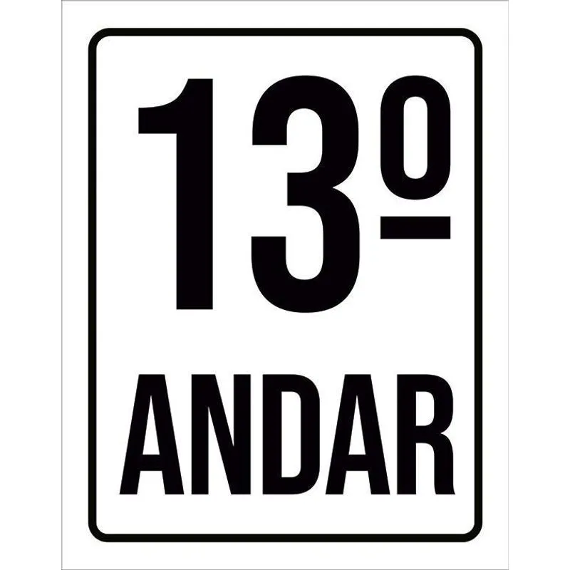 Placa Sinalização Ambiente Identificação 13º Andar 18x23