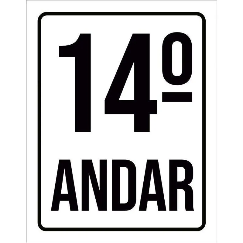 Placa Sinalização Ambiente Identificação 14º Andar 18x23