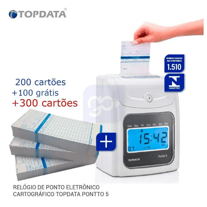 Relógio Ponto Eletrônico Cartográfico Topdata Pontto 5 +