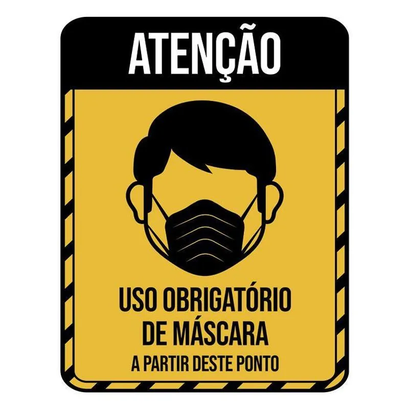 Placa Sinalização Atenção Uso Obrigatório Máscara 18x23