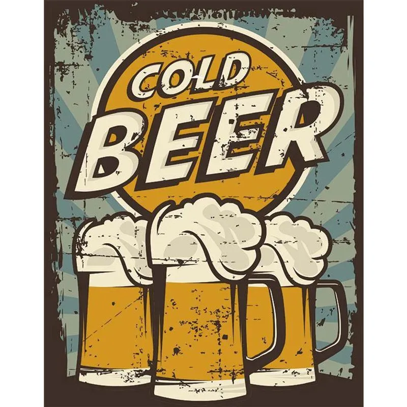 Placa Decorativa - Cold Beer Cerveja Modelo 3 Pints 18X23