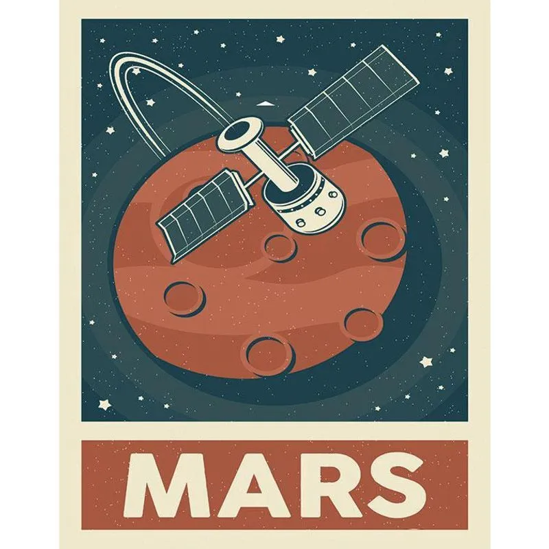 Placa Decorativa Espaço - Planeta Mars Marte 18X23