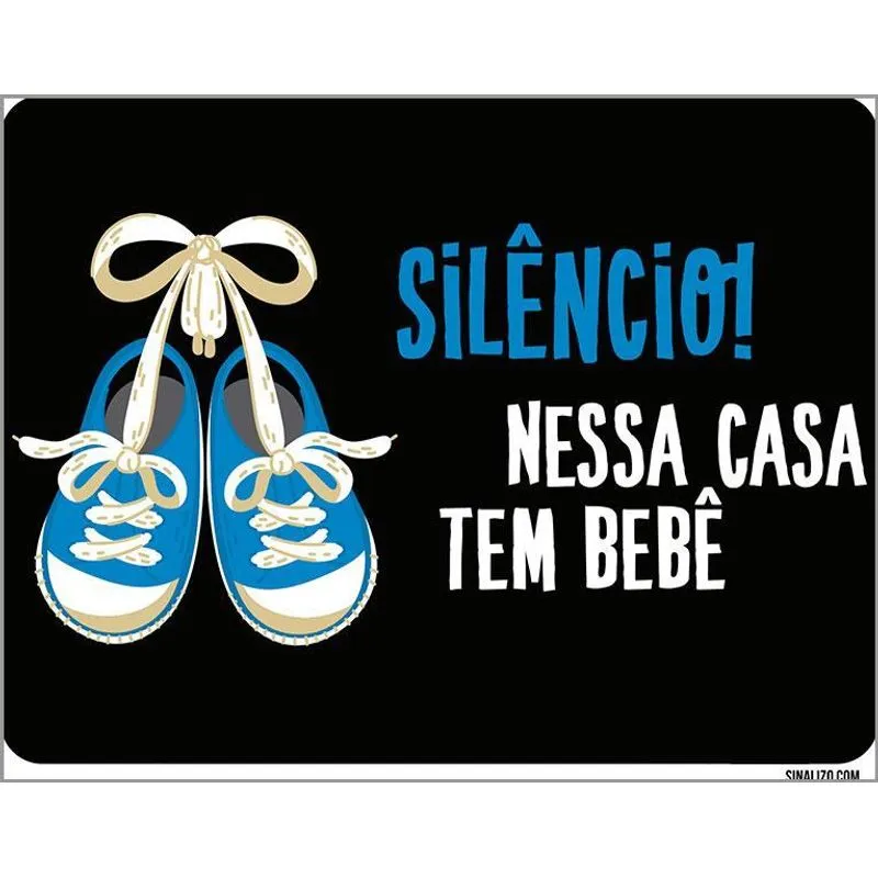 Placa Silêncio Nessa Casa Tem Um Bebê Azul 18x23