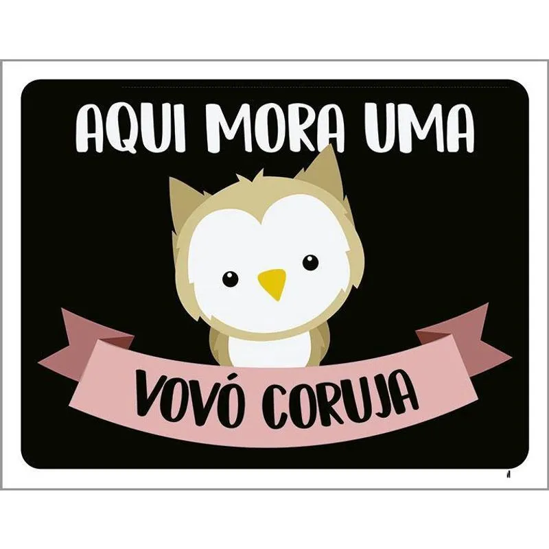 Placa Decorativa Aqui Mora Um Vovó Coruja 18X23