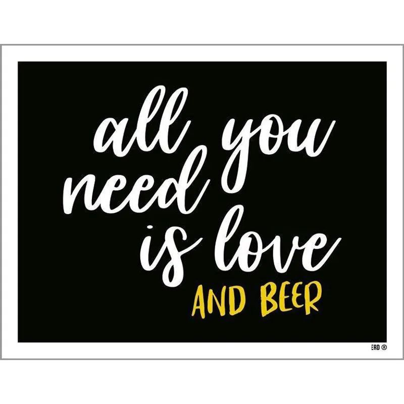 Placa Decorativa - All You Need Is Love And Beer 18X23