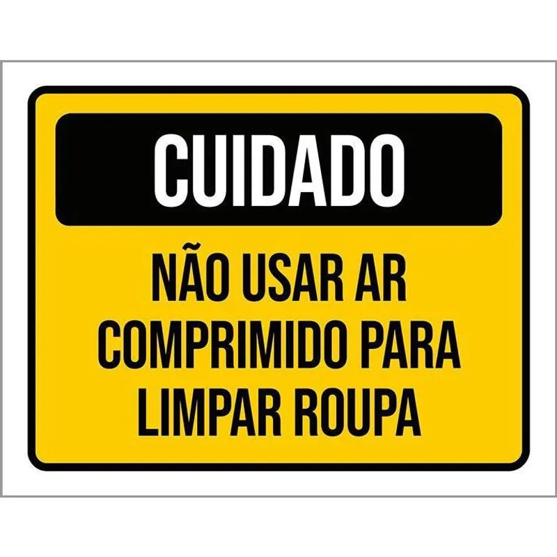 Placa Cuidado Não Usar Ar Comprimido Limpar Roupa 18X23