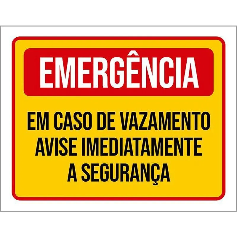 Placa Emergência Em Caso Vazamento Avise Segurança 18X23