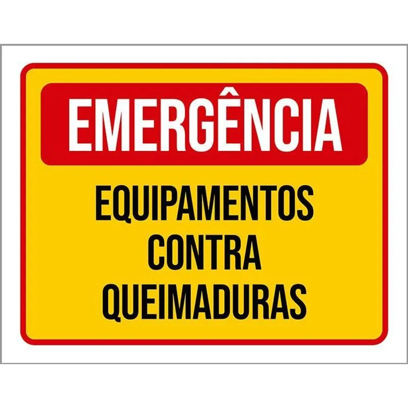 Placa Emergência Equipamento Queimaduras 18x23