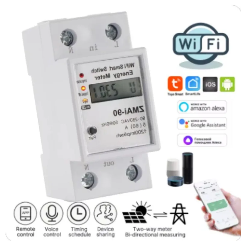 Medidor Energia Bidirecional Solar Rede Wi-fi 110v 220v Tuya