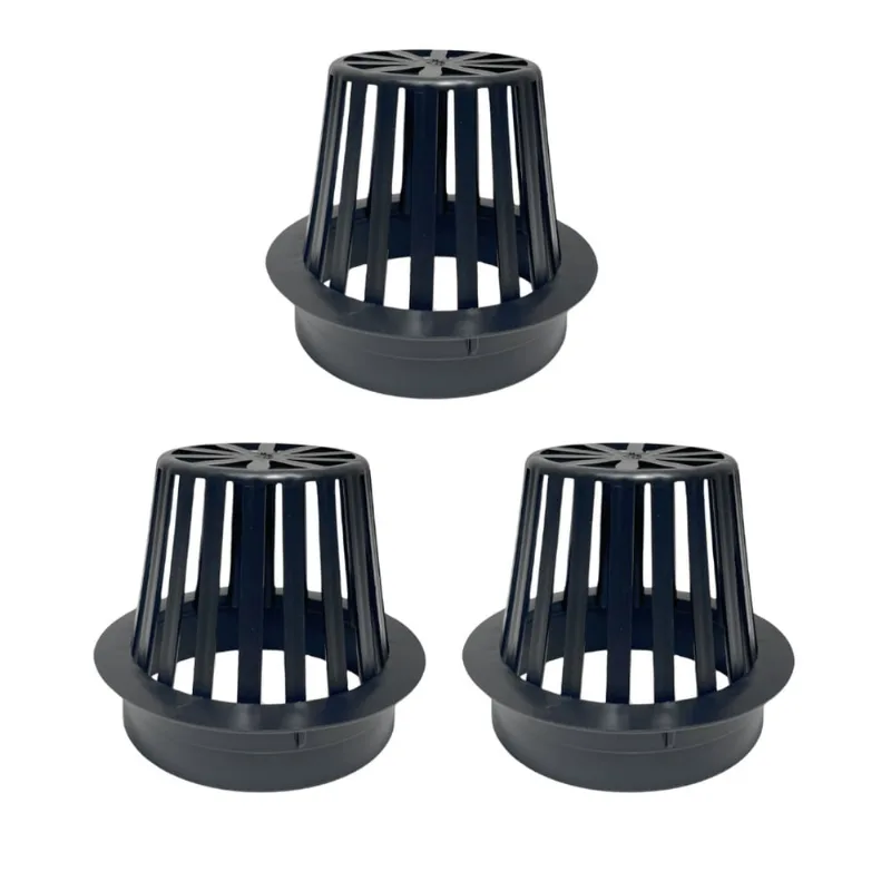 Kit 3 Ralo Abacaxi Plástico Anti Folhas Para Calha e Tubo 100 Mm