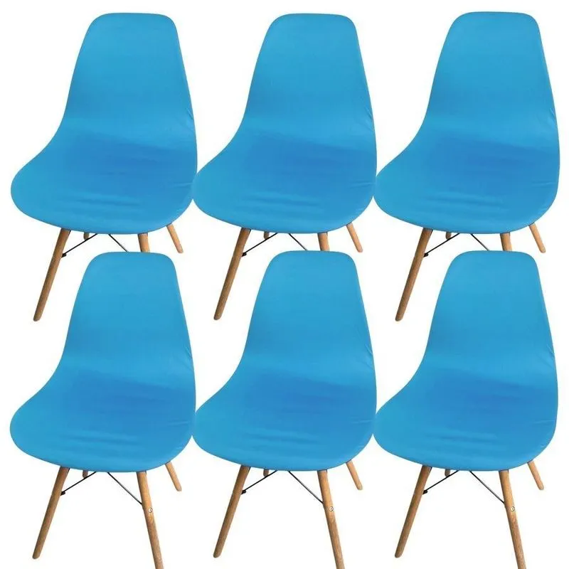 Kit 6 Capa Cadeira Charles Eames Eiffel Pé Palito Malha Lisa