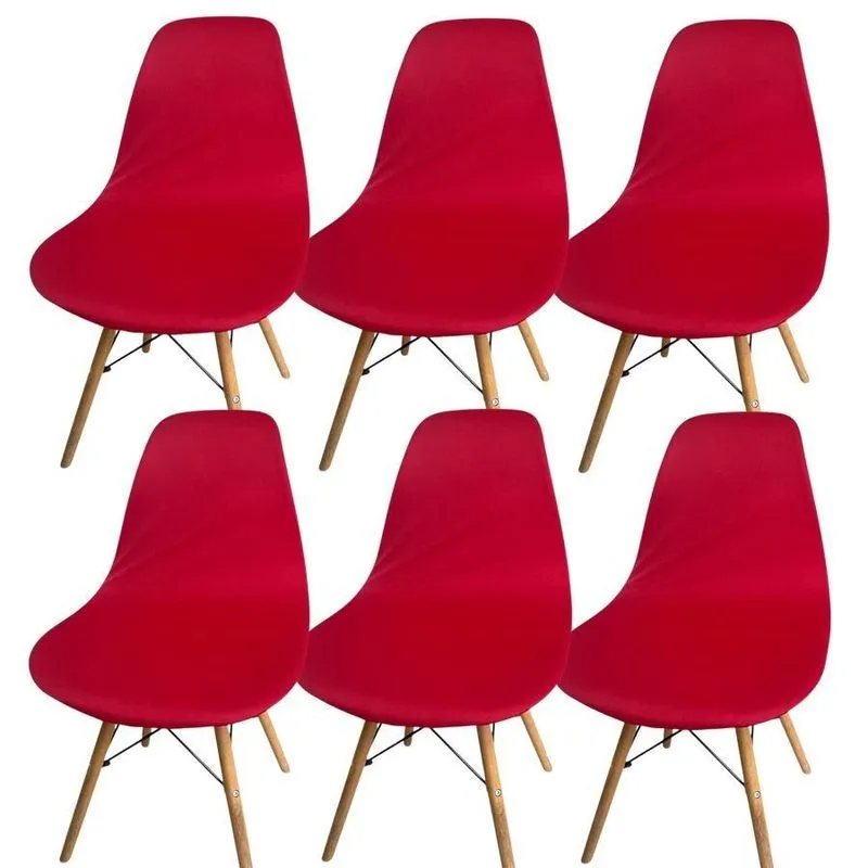 Kit 6 Capa Cadeira Charles Eames Eiffel Pé Palito Malha Lisa