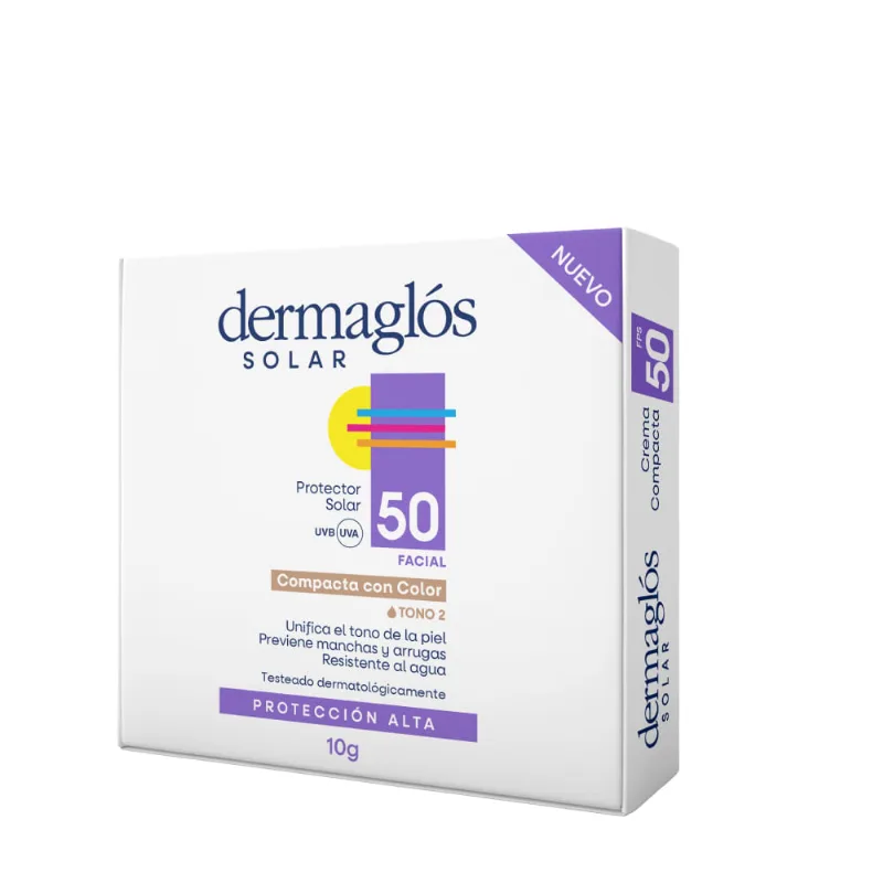 Protector Solar Facial Dermaglós Crema Compacta Fps 50+ Tono 2 x 10 g