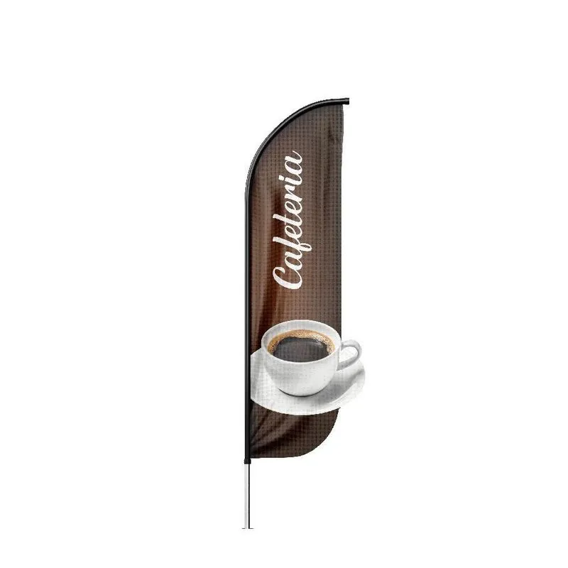 Wind Banner 3D Cafeteria Dupla Face Com Haste 220X70Cm