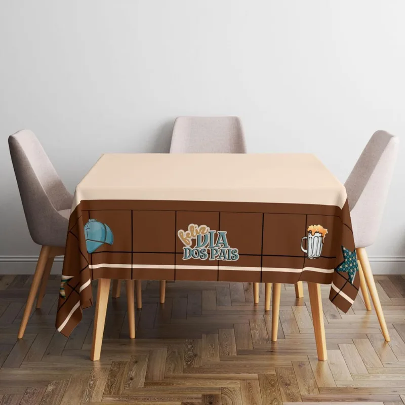 Toalha De Mesa Quadrada Dia Dos Pais Oxford 140Cm