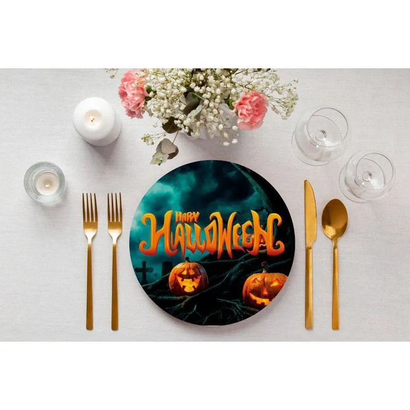 Jogo 20 Capas Sousplat Halloween 35Cm X 35Cm + 20 Bases Mdf