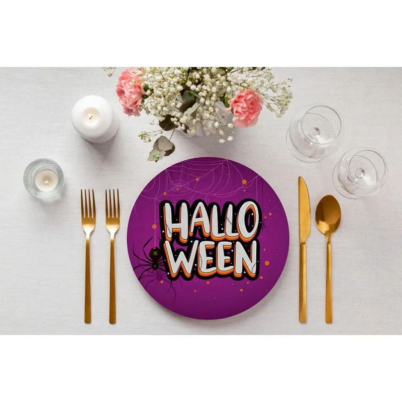 Jogo 6 Capas Sousplat Halloween Tecido 35Cm X 35Cm