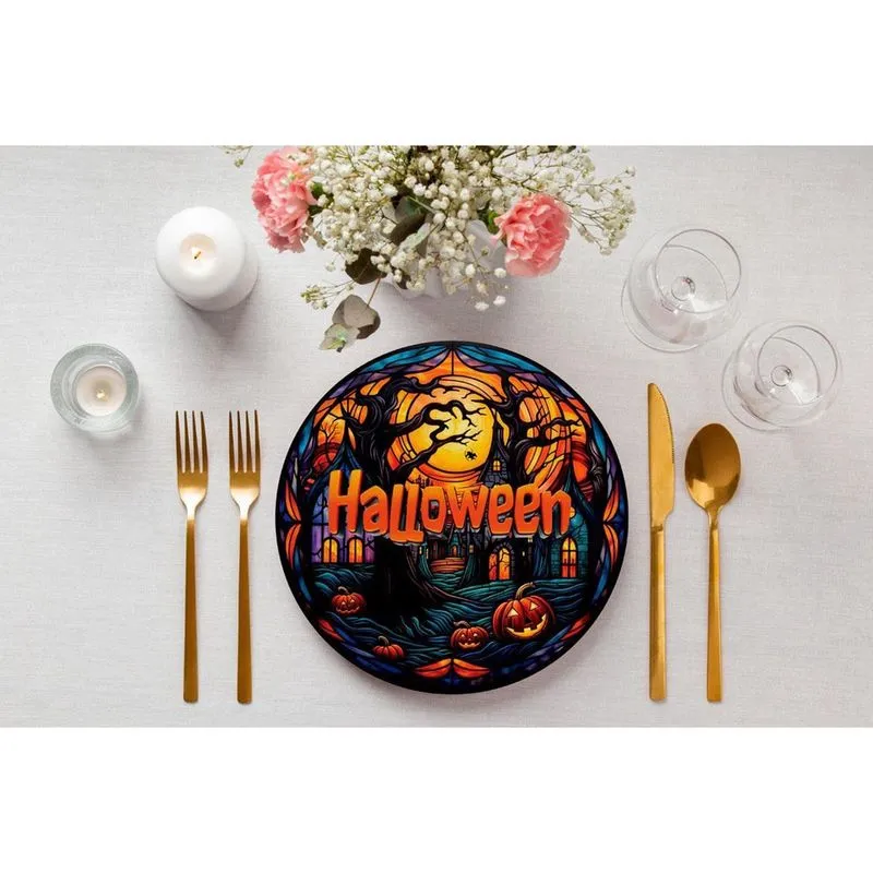 Jogo 12 Capas Sousplat Halloween Tecido 35Cm X 35Cm