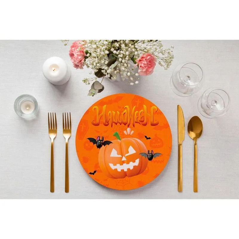 Jogo 12 Capas Sousplat Halloween Tecido 35Cm X 35Cm