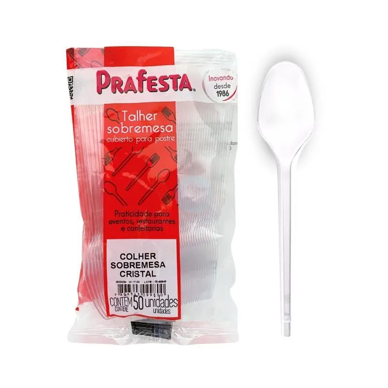 Colheres De Plástico Cristal Resistente Para Refeições- 500u