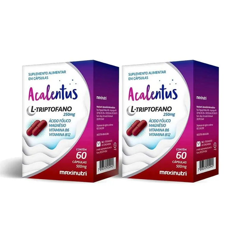 Kit 2 Acalentus L-triptofano 60 Cápsulas Maxinutri