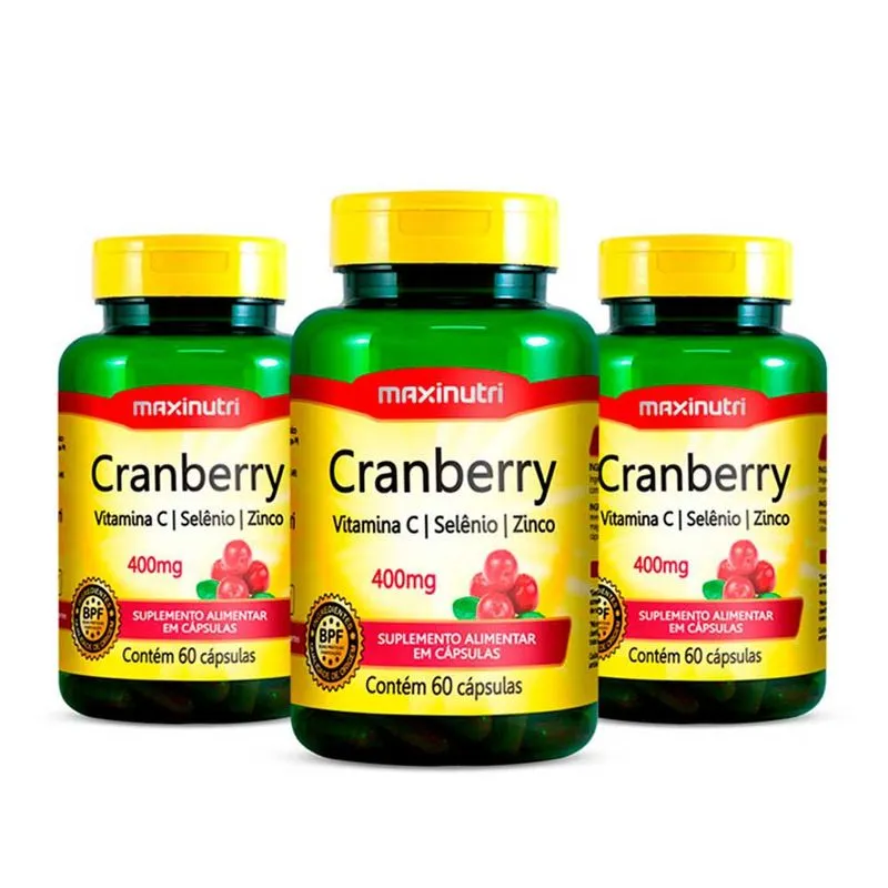 Kit 3 Cranberry Vitamina c + Selênio 60 Capsulas Maxinutri