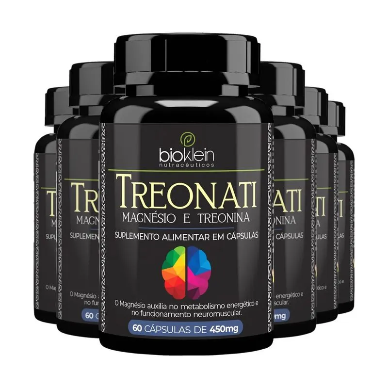 Kit 6 Treonati 60 Cápsulas Bisglicinato de Magnésio Treonina Treonato Bioklein