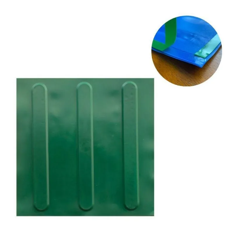 Kit 10 Pçs Piso Tátil Pvc 25X25 Direcional Verde Adesivado