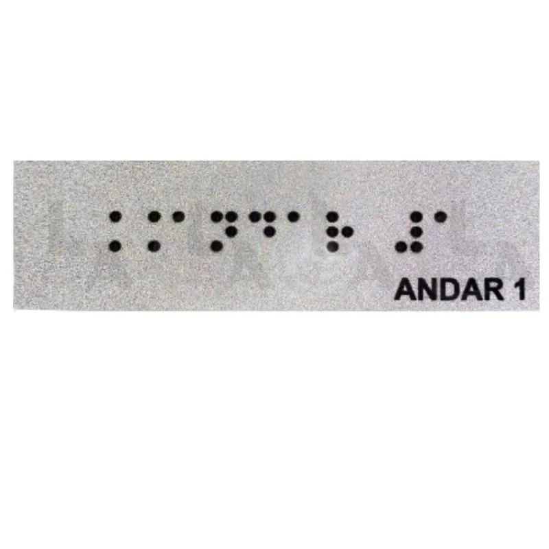 Kit 10 Placas Braile Autoadesiva 10x3cm Corrimão 1ºandar