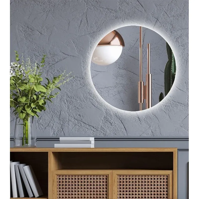 Espelho Redondo 50cm Led Frio Para Banheiro Luxo