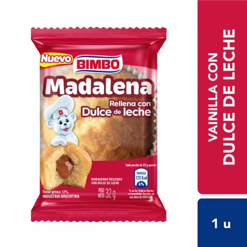 Madalenas Bimbo dulce de leche 32 g. x 1 uni