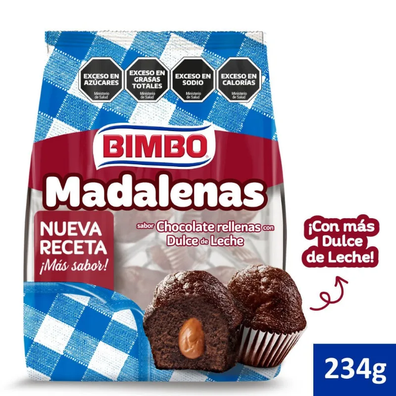 Madalena De Chocolate Rellena Dulce De Leche X 234 Gr Bimbo