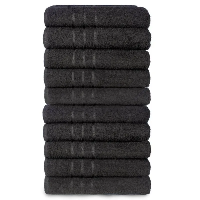 Kit 10 Toalhas Para Salão De Beleza Rosto Felpuda Macia Prata - Preto