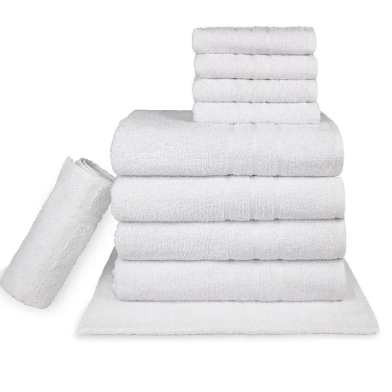 Jogo Toalha Hotel 10 Peças Alta Absorção - Profissional Prata - Branco
