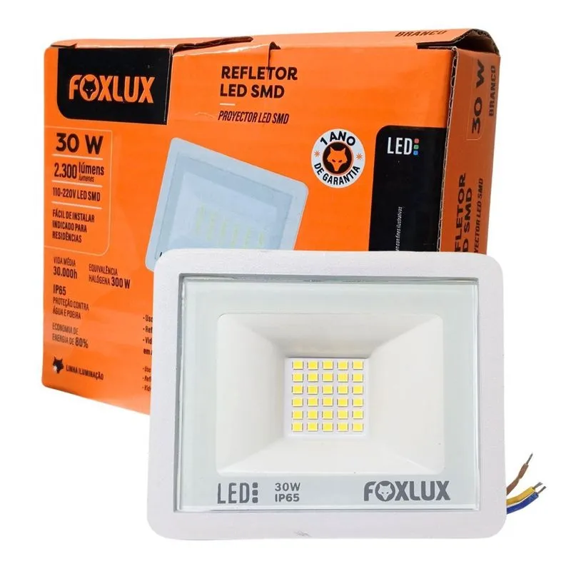 Refletor Led 30W 6500K Branco Bivolt Fx Kit10