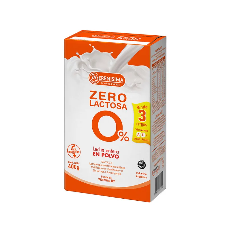 Leche En Polvo Zero Lactosa La Serenisima 400 Gr