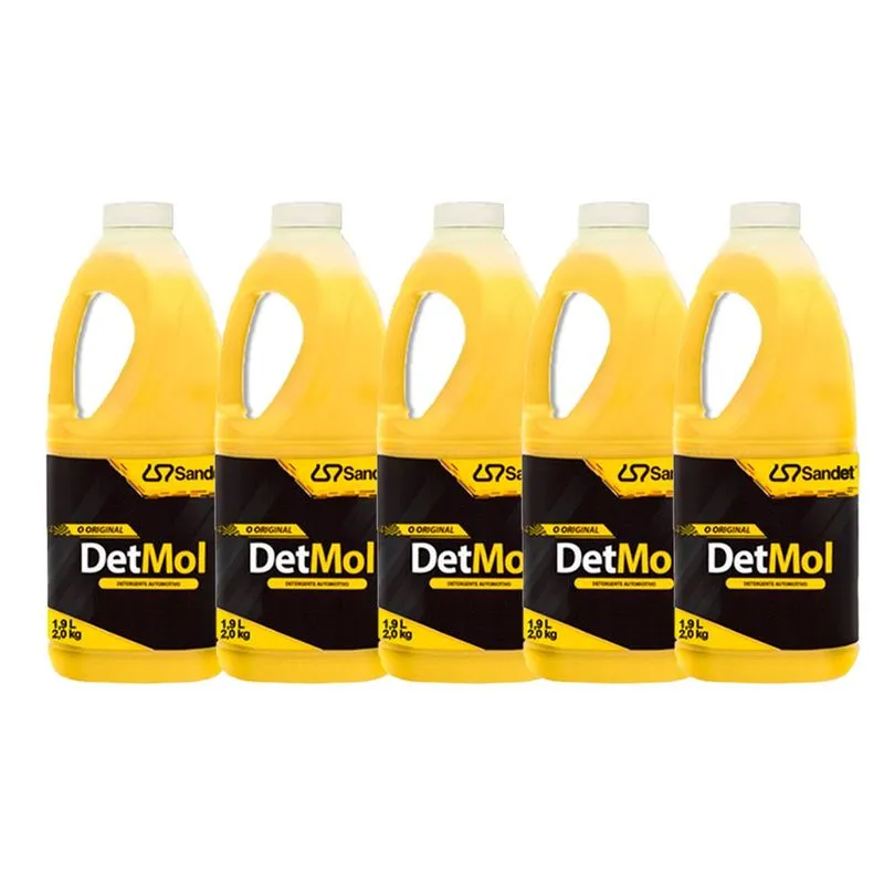 Kit 5 Shampoo Automotivo Det Mol Limpeza Pesada Sandet 1,9L