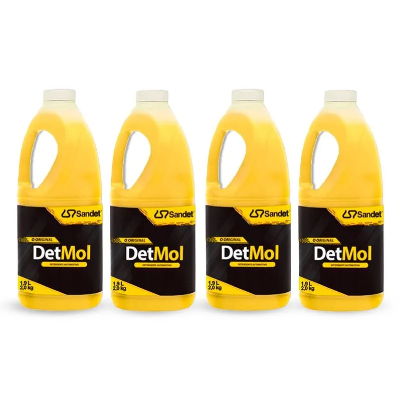 Kit 4 Shampoo Automotivo Det Mol Limpeza Pesada Sandet 1,9L
