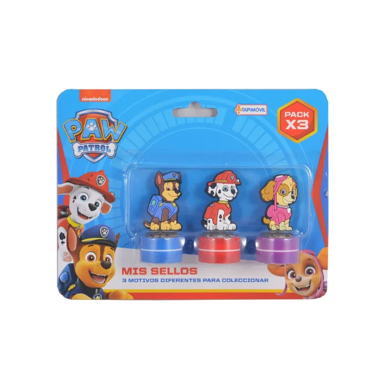 Set de tres sellos paw patrol