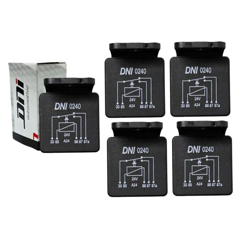 Kit 5 Relé Auxiliar 40/10a 5 Terminais 24v Com Suporte Dni