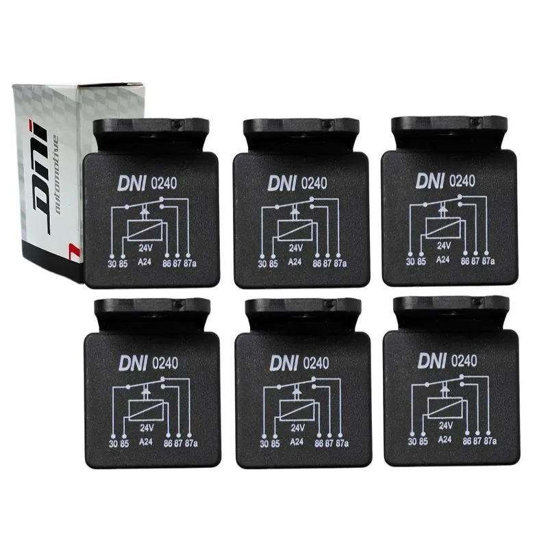 Kit 6 Relé Auxiliar 40/10a 5 Terminais 24v Com Suporte Dni