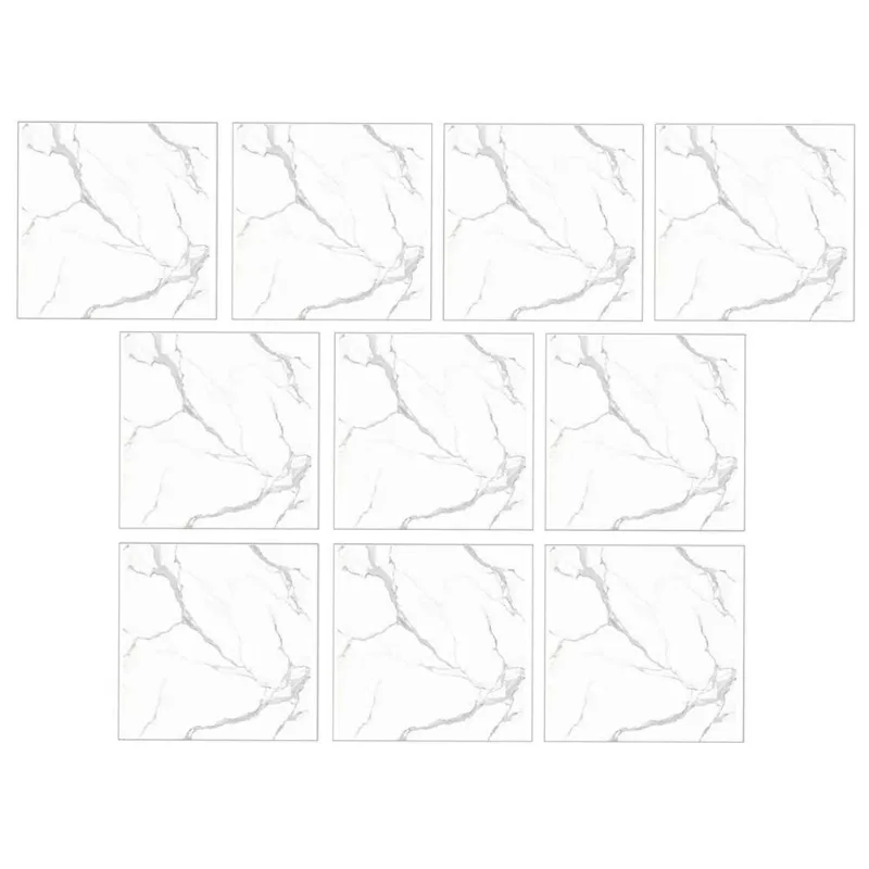 Placa Adesiva Marmore 3D Kit 10 Unidades Autocolante PVC Lavável Resistente à Umidade Branco BSL3818