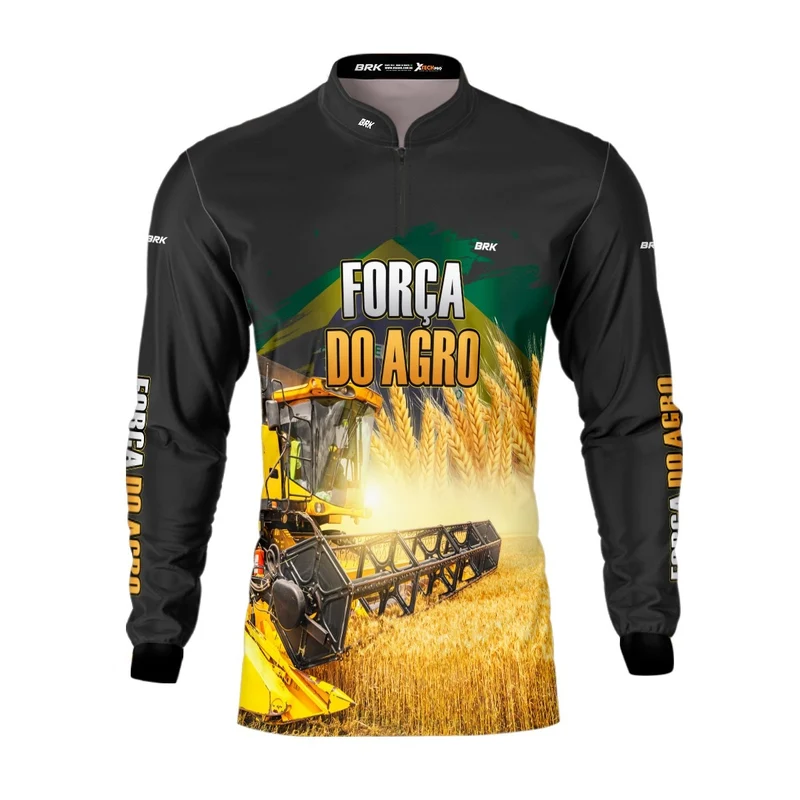 Camisa Agro Brk Força do Agro Colheitadeira com Proteção UV50+ M