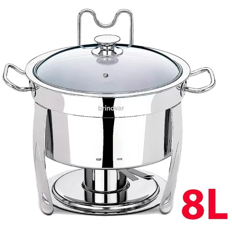 Rechaud Redondo Banho Maria Aço Inox Brinovar 8 Litros