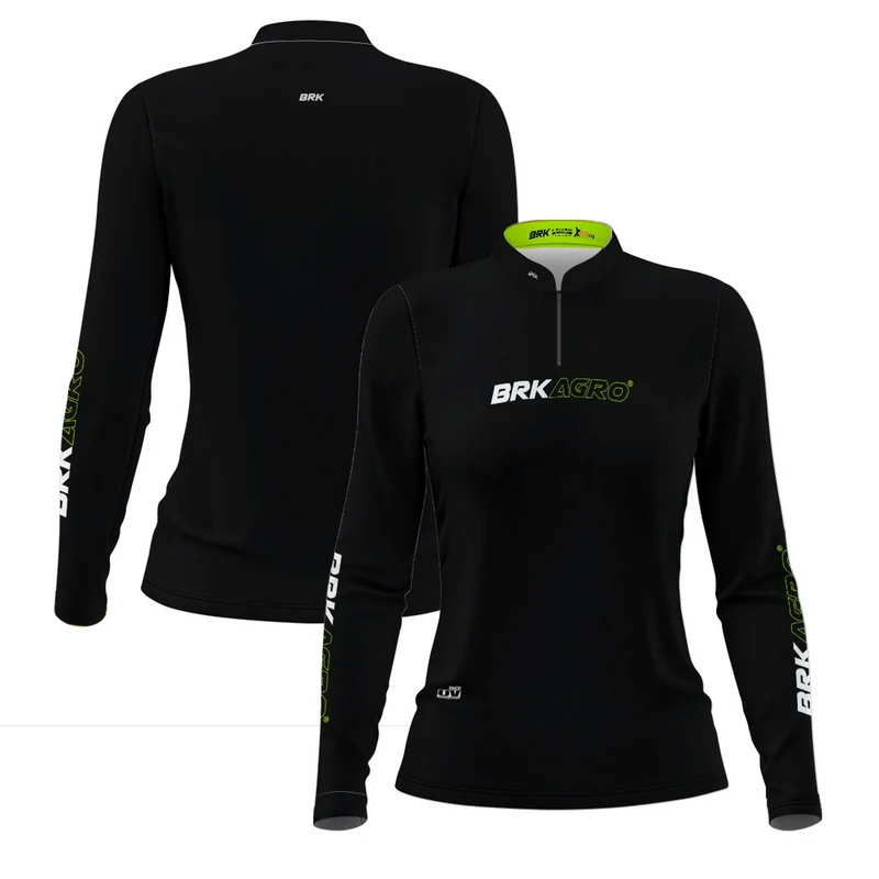 Camisa Agro Feminina Brk Preto Básica com Proteção Solar UV50+ G